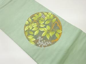 丸文に枝葉・実模様織出し名古屋帯